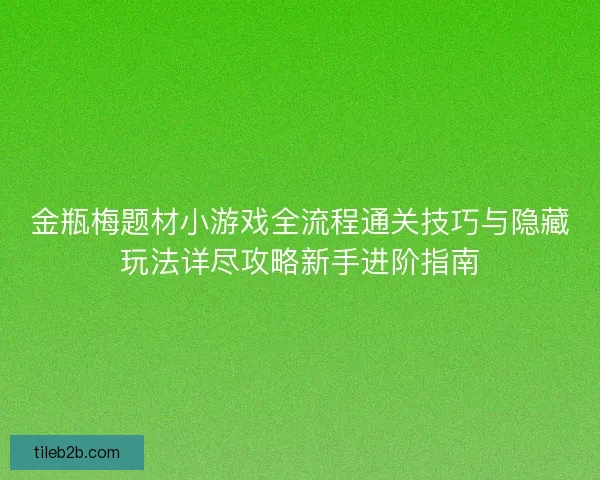 金瓶梅题材小游戏全流程通关技巧与隐藏玩法详尽攻略新手进阶指南 金瓶梅题材小游戏全流程通关技巧与隐藏玩法详尽攻略新手进阶指南