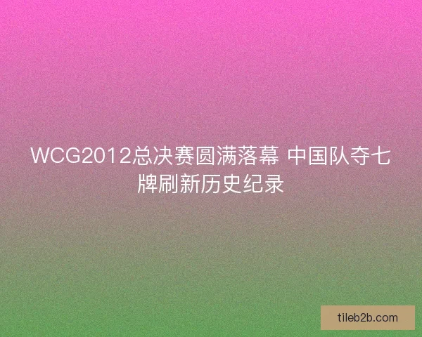 WCG2012总决赛圆满落幕 中国队夺七牌刷新历史纪录 WCG2012总决赛圆满落幕 中国队夺七牌刷新历史纪录