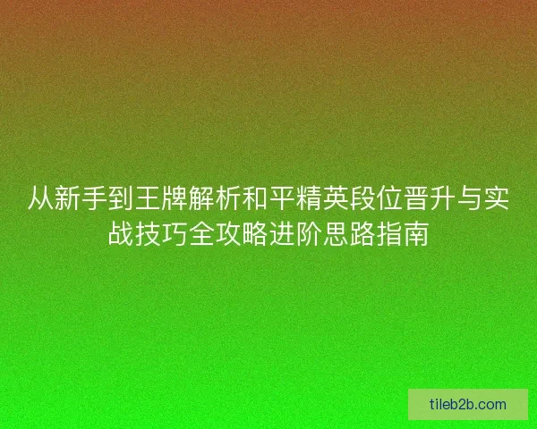 从新手到王牌解析和平精英段位晋升与实战技巧全攻略进阶思路指南