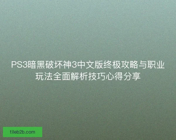 PS3暗黑破坏神3中文版终极攻略与职业玩法全面解析技巧心得分享