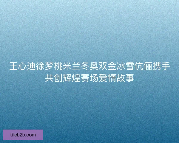 王心迪徐梦桃米兰冬奥双金冰雪伉俪携手共创辉煌赛场爱情故事